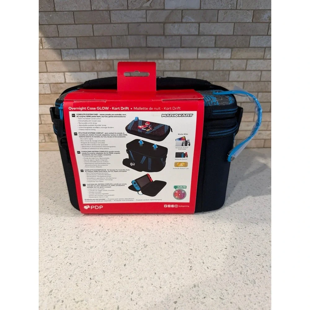 Nintendo Switch Mario Kart Overnight Case GLOW PDP Travel Storage Bag New